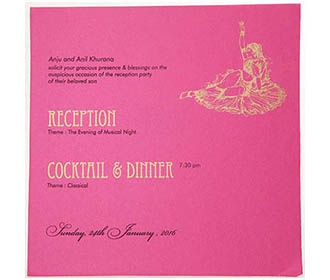 Wedding Card with Peacock Feather Design and Multi-color Inserts
