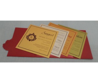 Red and Golden invite with laser cut Ganesha