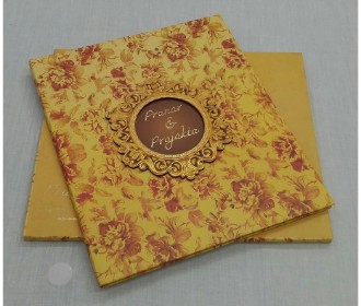 Yellow floral wedding invitation card
