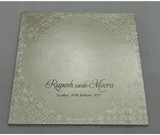 Royal blue and silver wedding invitation card