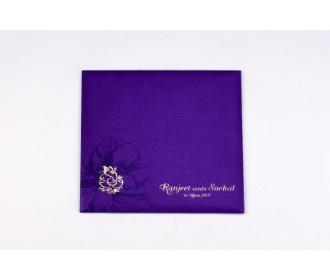 Beautiful purple invite with Floral design and Ganesha
