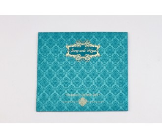Wedding card in Blue & golden with multicolour inserts