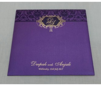 Purple and golden wedding invite