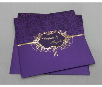 Purple and golden wedding invite