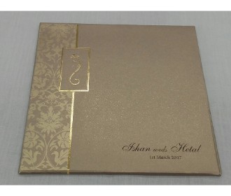 Brown floral design invitation card with Lord Ganesha