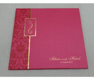 Pink floral design invitation card with Lord Ganesha