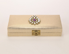 Wedding Cash Box in Kundan Design Golden