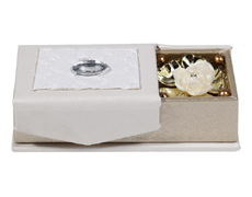 Wedding Favor Shagun Box in White and Golden with Rose Design