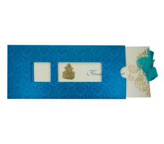 Wedding Invitation in Blue with Pull out insert & Ganesha Symbol