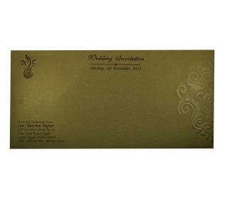 Muslim Wedding Invitation in Golden with Pull out insert
