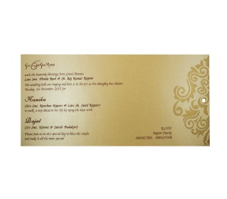 Sikh Wedding Invitation in Golden with Pull out insert