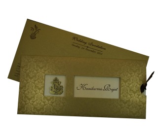 Ganesha Wedding Invitation in Golden with Pull out insert