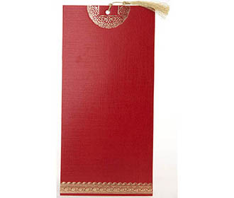 Wedding invitation in Ivory with Dark Red pullout insert