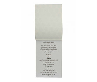 Wedding Invitation in Ivory with Motifs on Ivory Satin Flap