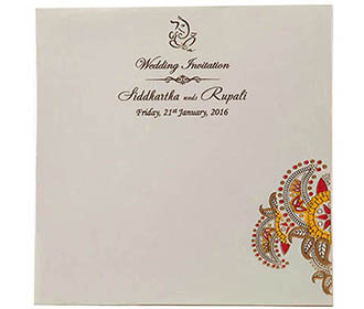 Wedding Invitation in Rangoli design with Multi-color inserts
