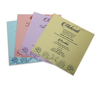 Wedding invitation in rose theme with embossed flowers