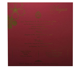 Wedding invitation with Pink and Golden floral designs