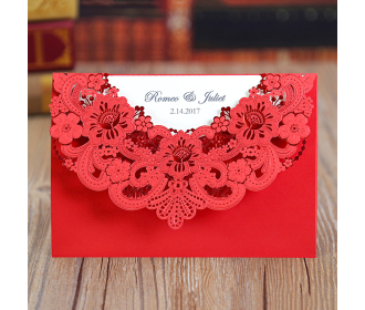 Wedding Invitations with Blue Floral Laser Cut Designs