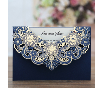 Wedding Invitations with Red Floral Laser Cut Designs