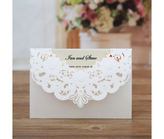 Wedding Invitations with White Floral Laser Cut Designs