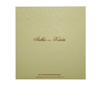 Wedding Invite in Ivory and Golden with Embossed patterns