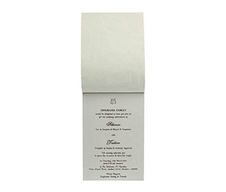 Wedding Invite in Ivory with Leaf Design on Ivory Satin Flap