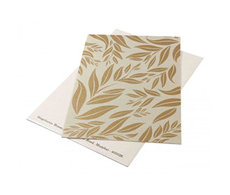 Wedding Invite in Ivory with Leaf Design on Ivory Satin Flap