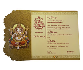 Wedding Invite with Ganesha, Radha Krishna and Royal Wedding Ima