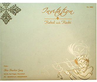 Wedding Invite with Image of Krishna Playing Flute