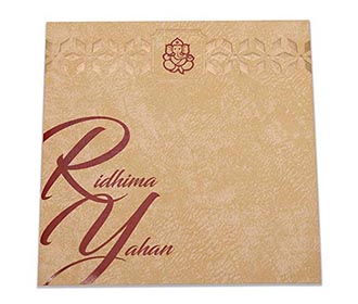 Wedding Invite with laser cut & embossed Geometric pattern in Brown