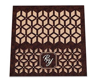 Wedding Invite with laser cut & embossed Geometric pattern in Brown