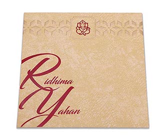 Wedding Invite with laser cut & embossed Geometric pattern in red