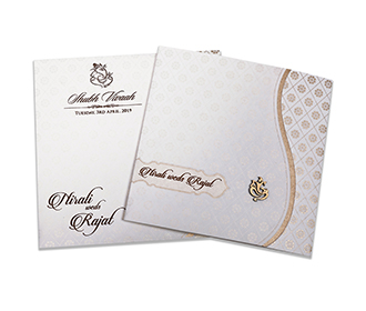 White colour modern Indian wedding card with flower pattern