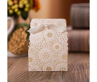 White Flower Laser Cut Engagement and Wedding Favor Boxes