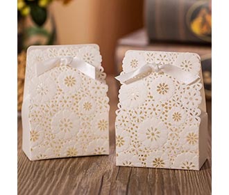 White Flower Laser Cut Engagement and Wedding Favor Boxes
