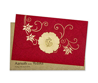 Ganesha Beige Wedding Cards Images