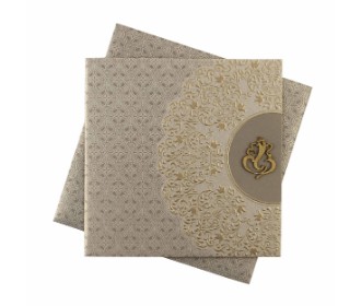 Ganesha Pale yellow Wedding Cards Images