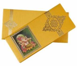 Jainism Pale yellow Wedding Cards Images