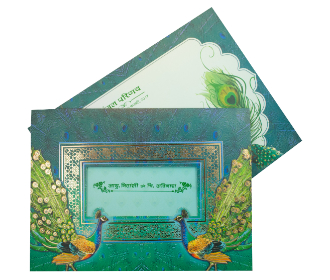 Peacock Beige Wedding Cards Images