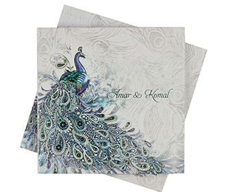 Peacock Cut-Out Wedding Cards Images