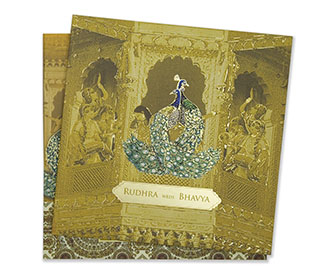 Peacock Single Fold Insert Wedding Cards Images