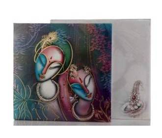Radha Krishna Cerulean Wedding Cards Images