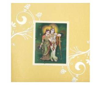 Radha Krishna Dark brown Wedding Cards Images