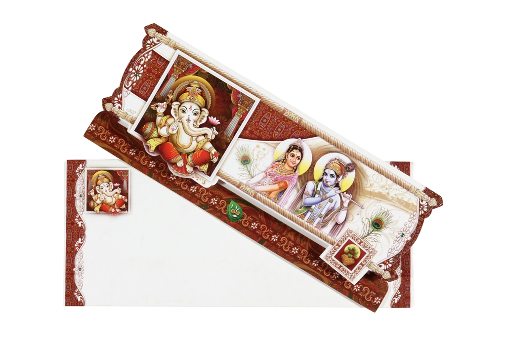 Radha Krishna Dusty bule Wedding Cards Images